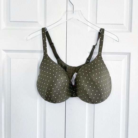 Cacique Green Square Polka Dot True Embrace T-Shirt Bra - Picture 1 of 7